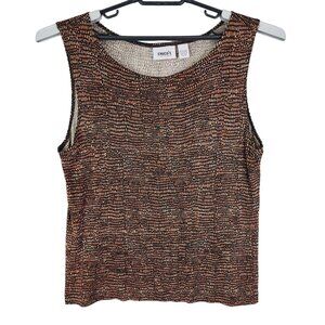 Women's Chico's Travelers Sleeveless Top Shirt Orange Pebble Print Size 3